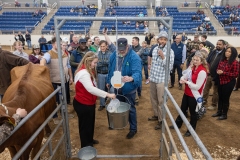 January 10, 2025: Senator Patty Kim attends the 2025 Farm Show and participates in the Celebrity Cow Milking Contest.